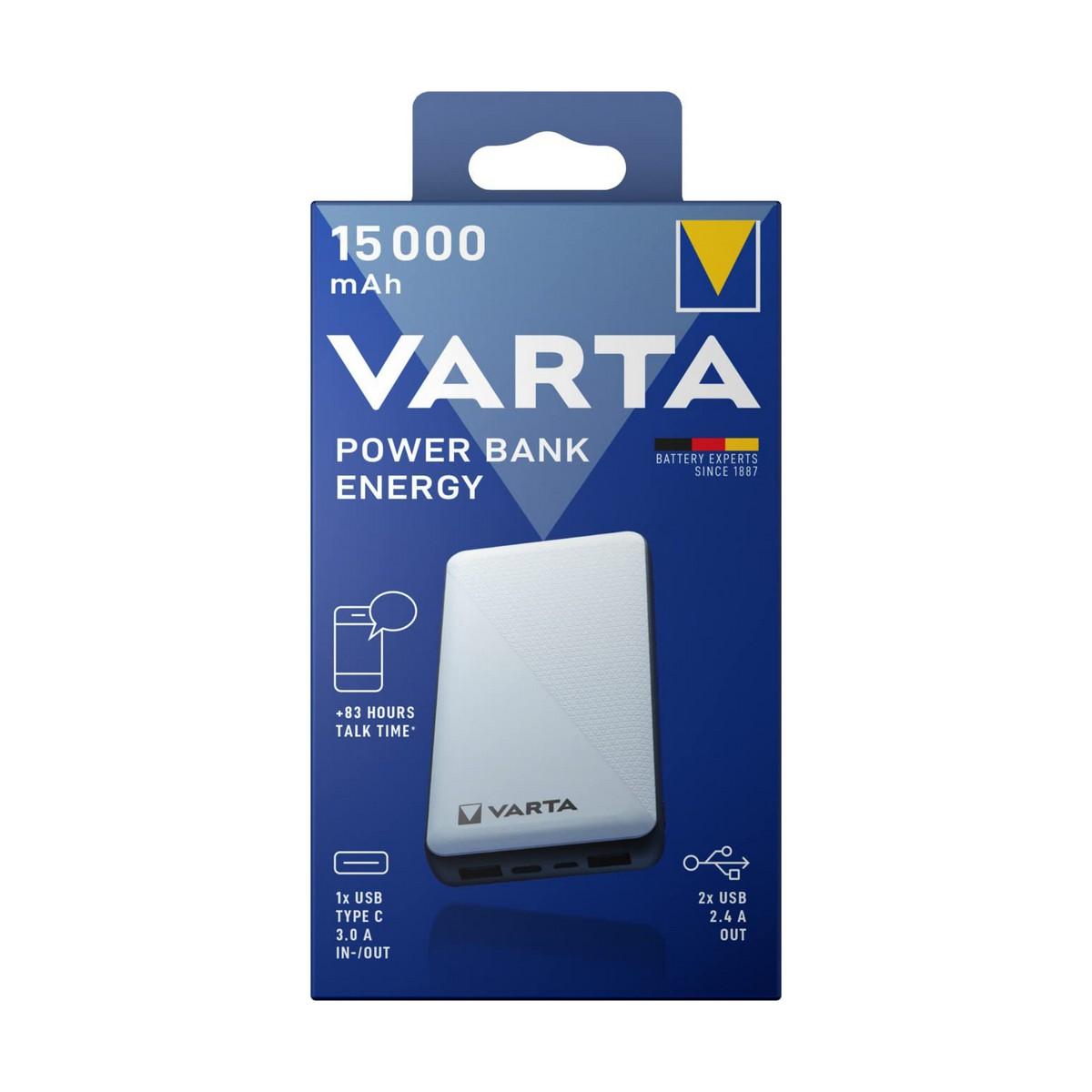 Varta Energy 15000 Polimeri di litio [LiPo] 15000 mAh Nero, Bianco (Varta Energy powerbank - Li-pol - 2 x)