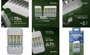 Varta Charger Eco Charger Pro riciclato 4x AAA 56813 800MAH
