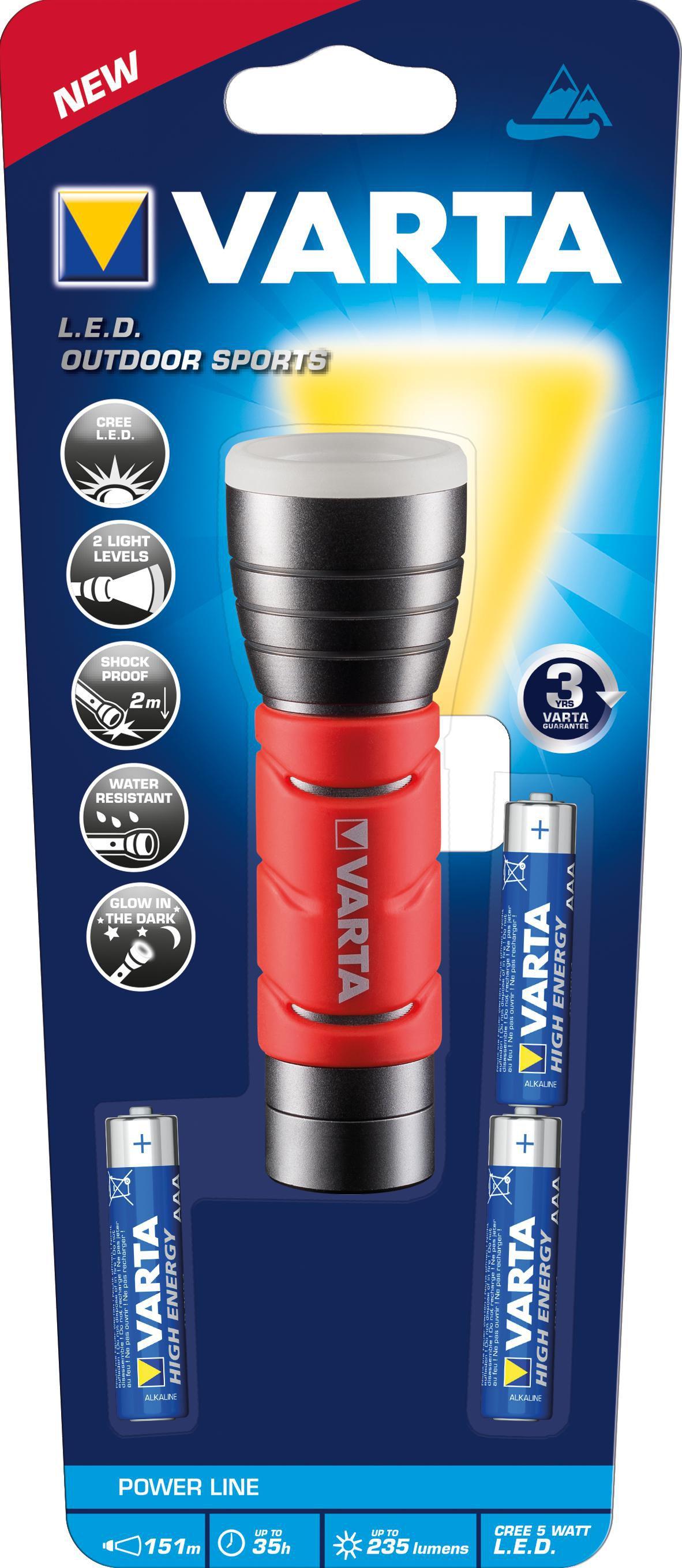Varta 17627101421 Nero Rosso Torcia a mano LED