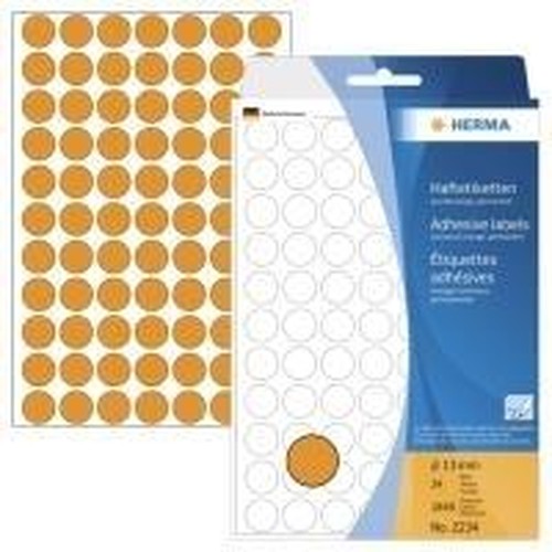 HERMA - Etichette adesive permanenti - Arancione luminoso - Rotondo 13 mm 1848 etichetta(e) (24 fogli x 77) (2234)