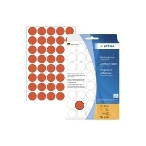 HERMA - carta - opaca - adesivo permanente - rosso - 19 mm rotondo 1280 etichetta(e) (32 fogli x 40) etichette