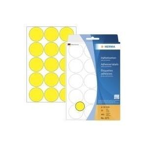 HERMA - Carta - autoadesiva permanente - Giallo - 32 mm rotondo 480 etichetta(e) (32 fogli x 15) etichette rotonde