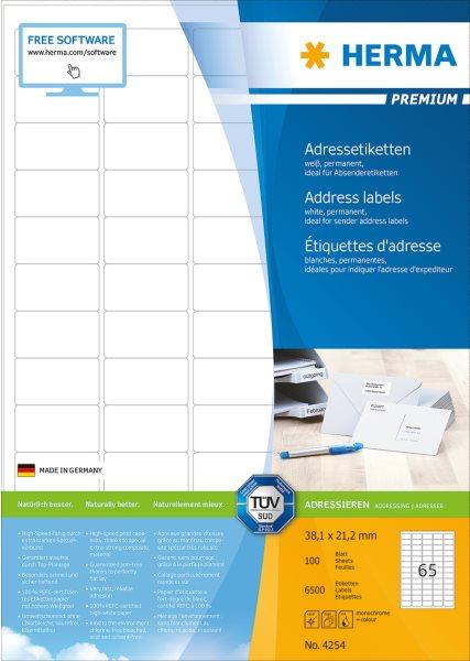 HERMA 4254 etichetta per stampante Bianco Etichetta per stampante autoadesiva (HERMA Premium - laminerede adressem?rk)