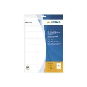 HERMA - Etichette per indirizzi autoadesive (opache) - bianco - 70 x 36 mm - 480 etichetta(e) (20 fogli x 24) - (4443)