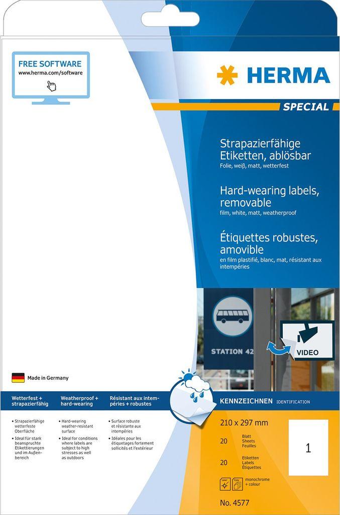 Etichette resistenti alle intemperie HERMA 2100 x 2970 mm bianche