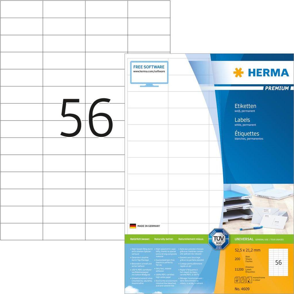 Etichette universali HERMA 4609 52,5 x 21,2 mm bianche