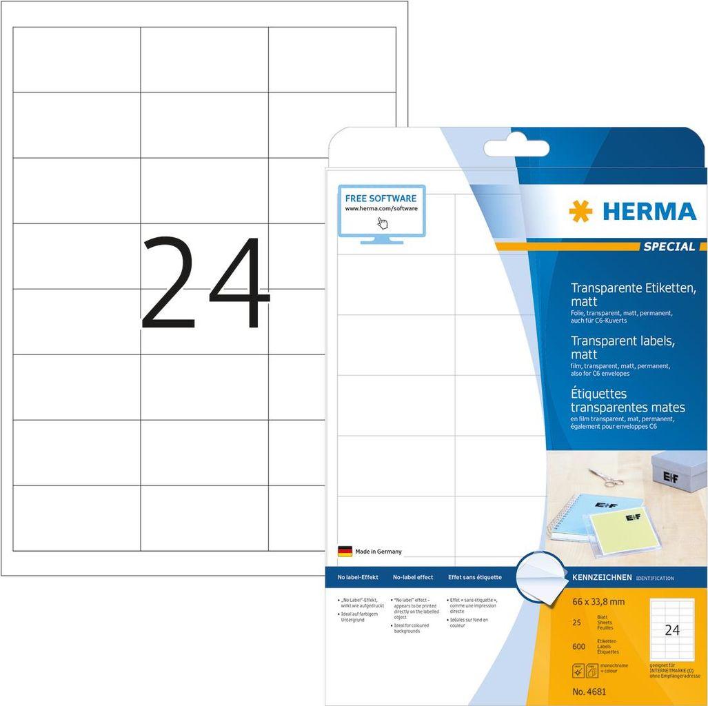 Etichette foil HERMA Foil Etik.Transp.66x338 660 x 338 mm Trasparente
