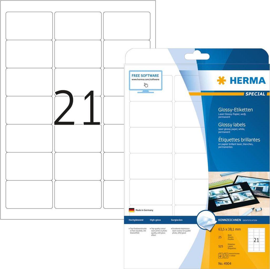 HERMA 4904 etichetta per stampante Bianco Etichetta per stampante autoadesiva (HERMA Special - etiketter - h?j-skinne)