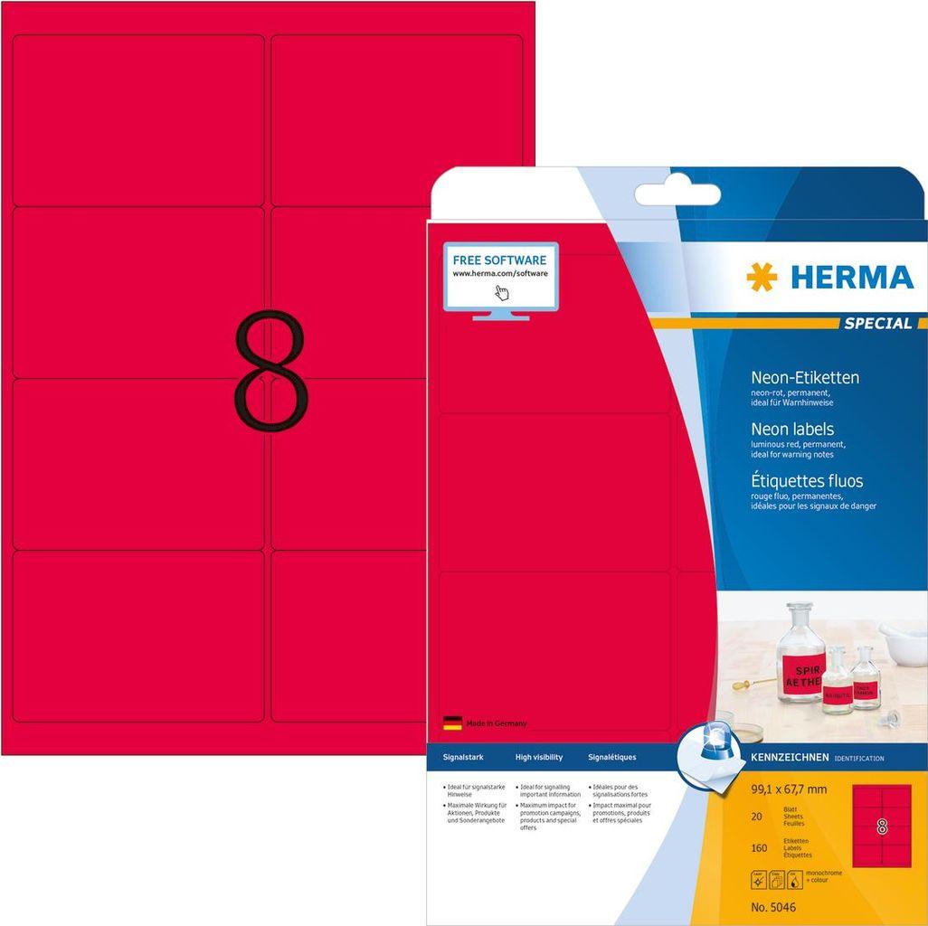 HERMA 5046 etichetta per stampante Rosso Etichetta per stampante autoadesiva (HERMA Special - fluorescens-etiketter)