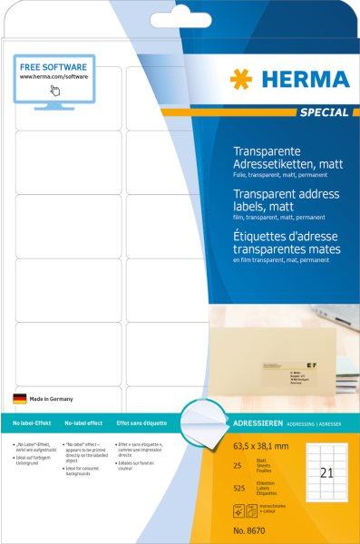 HERMA 8670 etichetta per corrispondenza Trasparente (HERMA Special - adresseetiketter - mat)