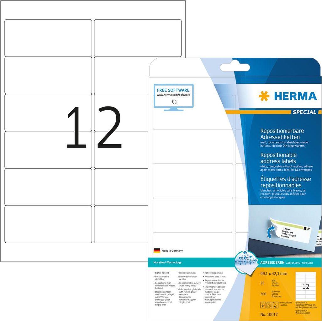 Etichette per indirizzi HERMA 10017 991 x 423 mm bianche