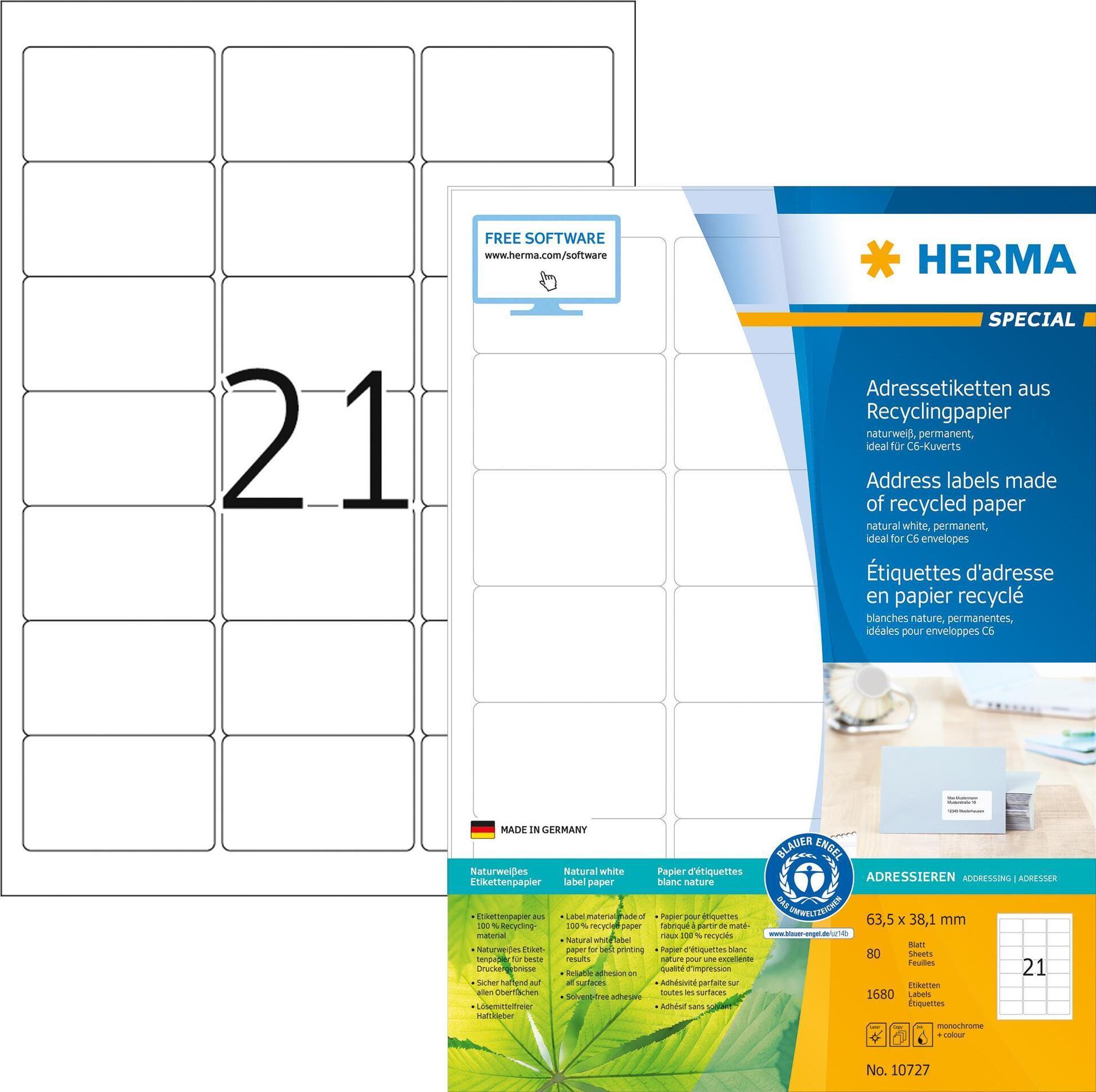 Etichette universali HERMA 10727 635 x 381 mm bianche