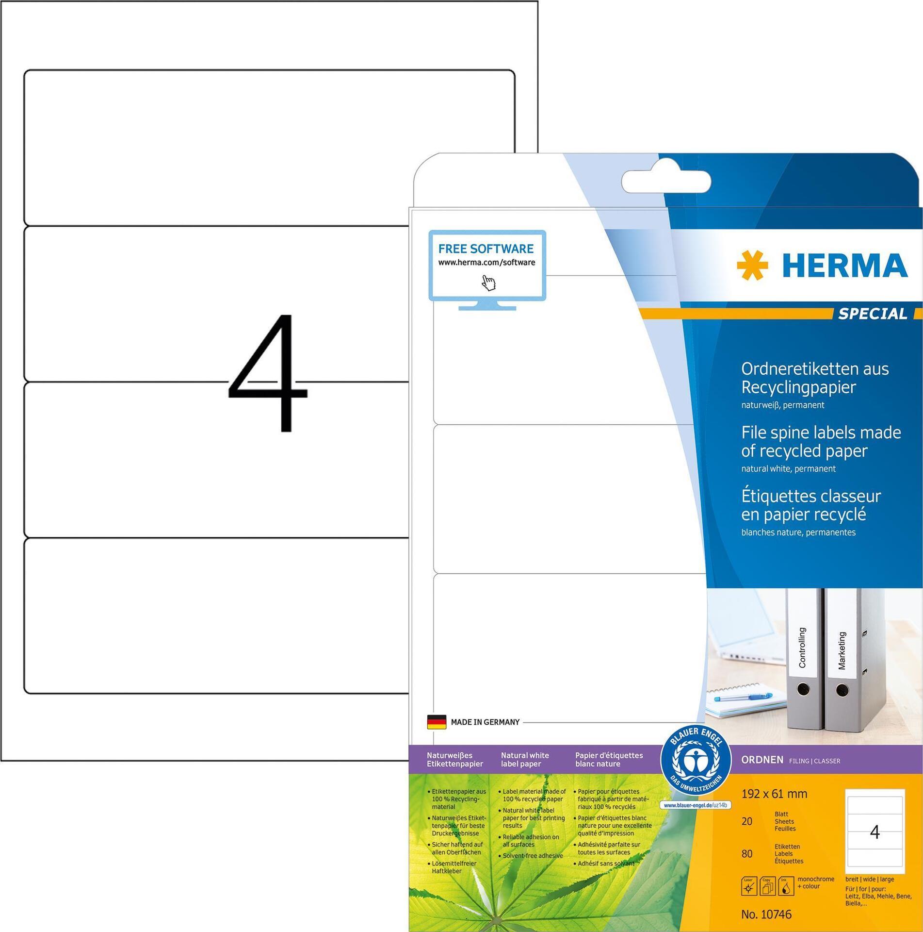 HERMA Ordneretiketten Recycling A4 20