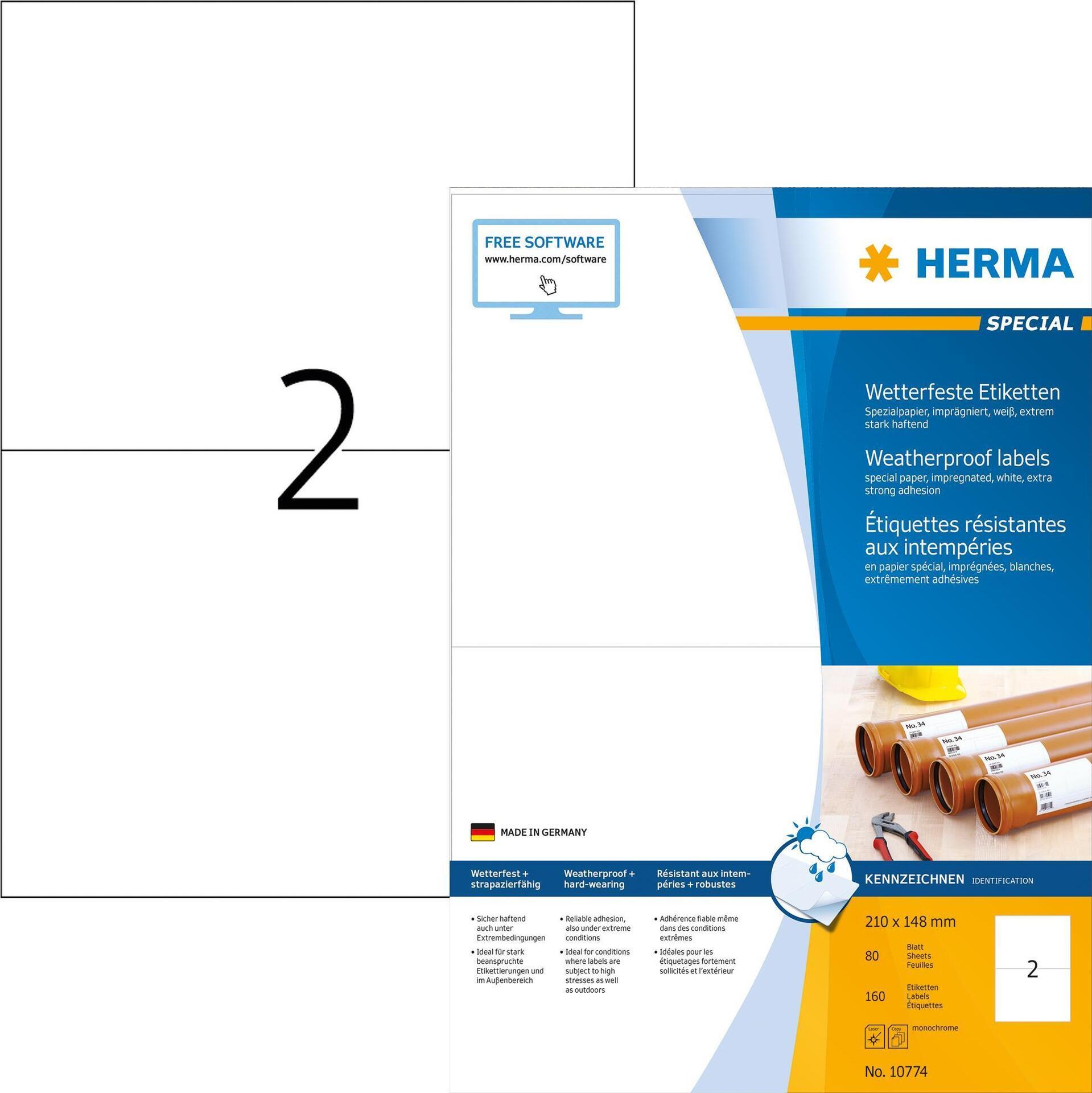 Etichette resistenti alle intemperie HERMA 10774 2100 x 1480 mm bianco