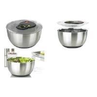 Emsa 513441 centrifuga per insalata in acciaio inossidabile, pulsante turbo, 4,5 litri,