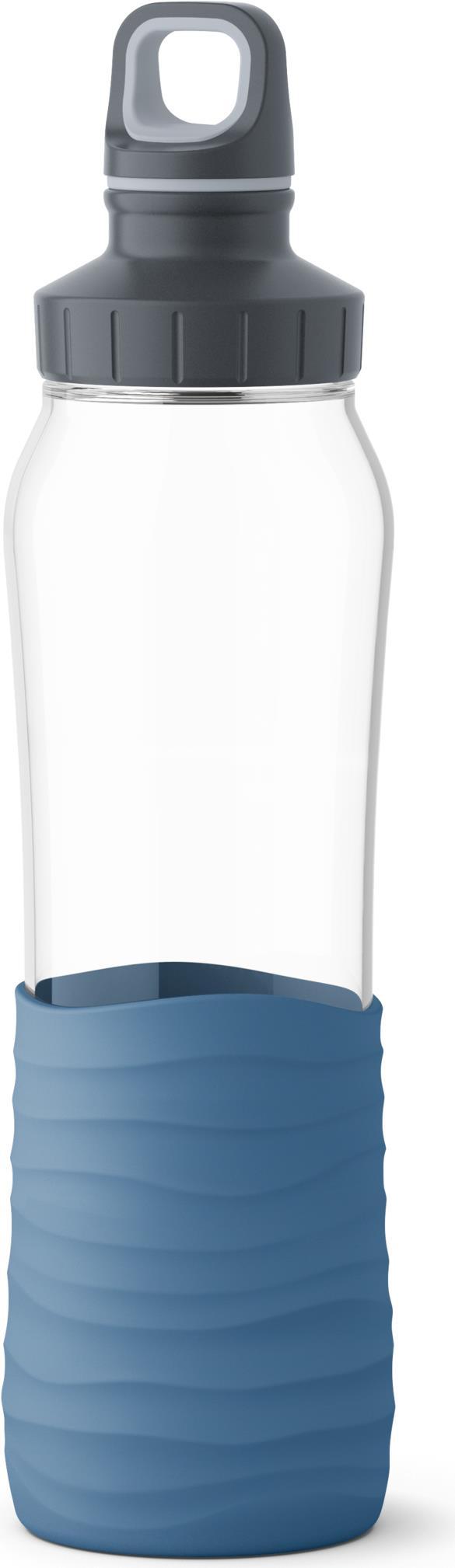 Borraccia in vetro Emsa N31002 Drink2Go: blu acqua con tappo a vite da 0,7 litri
