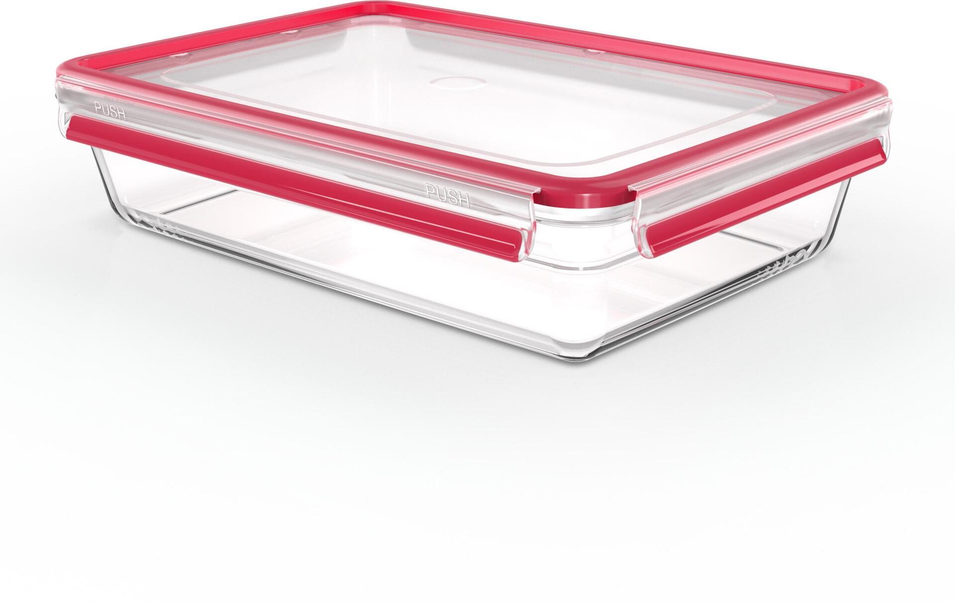 Emsa N10412 Clip & Close contenitore per alimenti in vetro 3 L trasparente/rosso