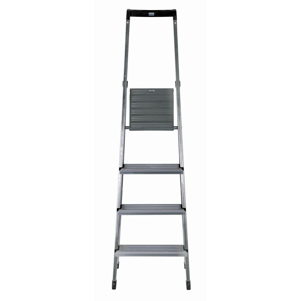 Scala Pieghevole a 4 Scalini Krause 126221 Argentato Alluminio