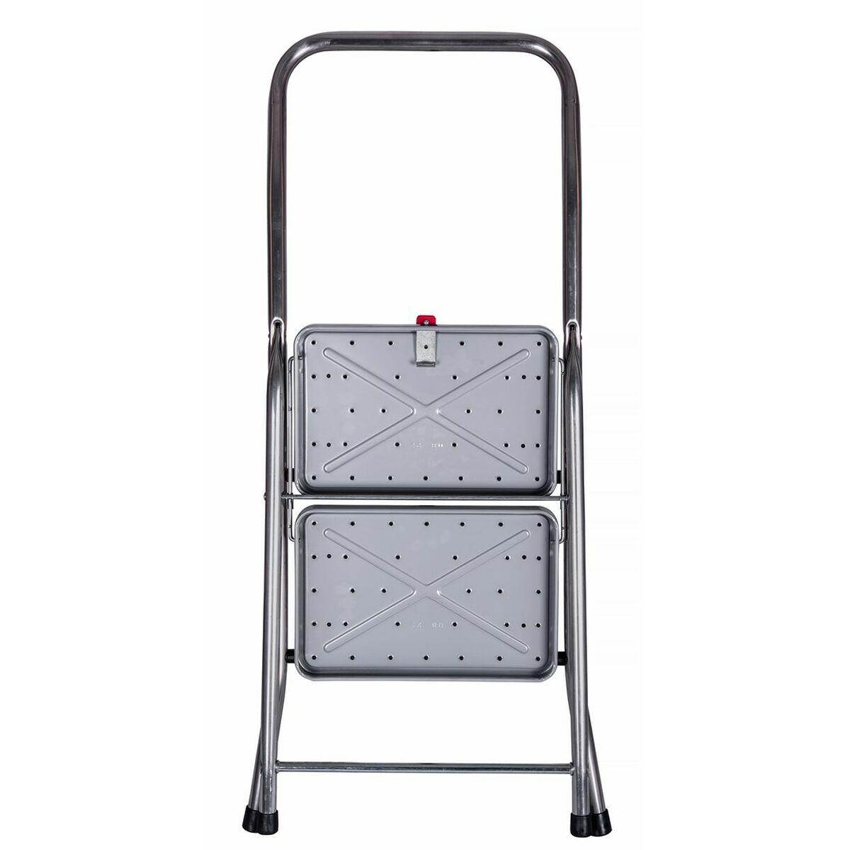 Scala Pieghevole a 2 Scalini Krause 130860 Grigio Argentato Nero/Blu Alluminio