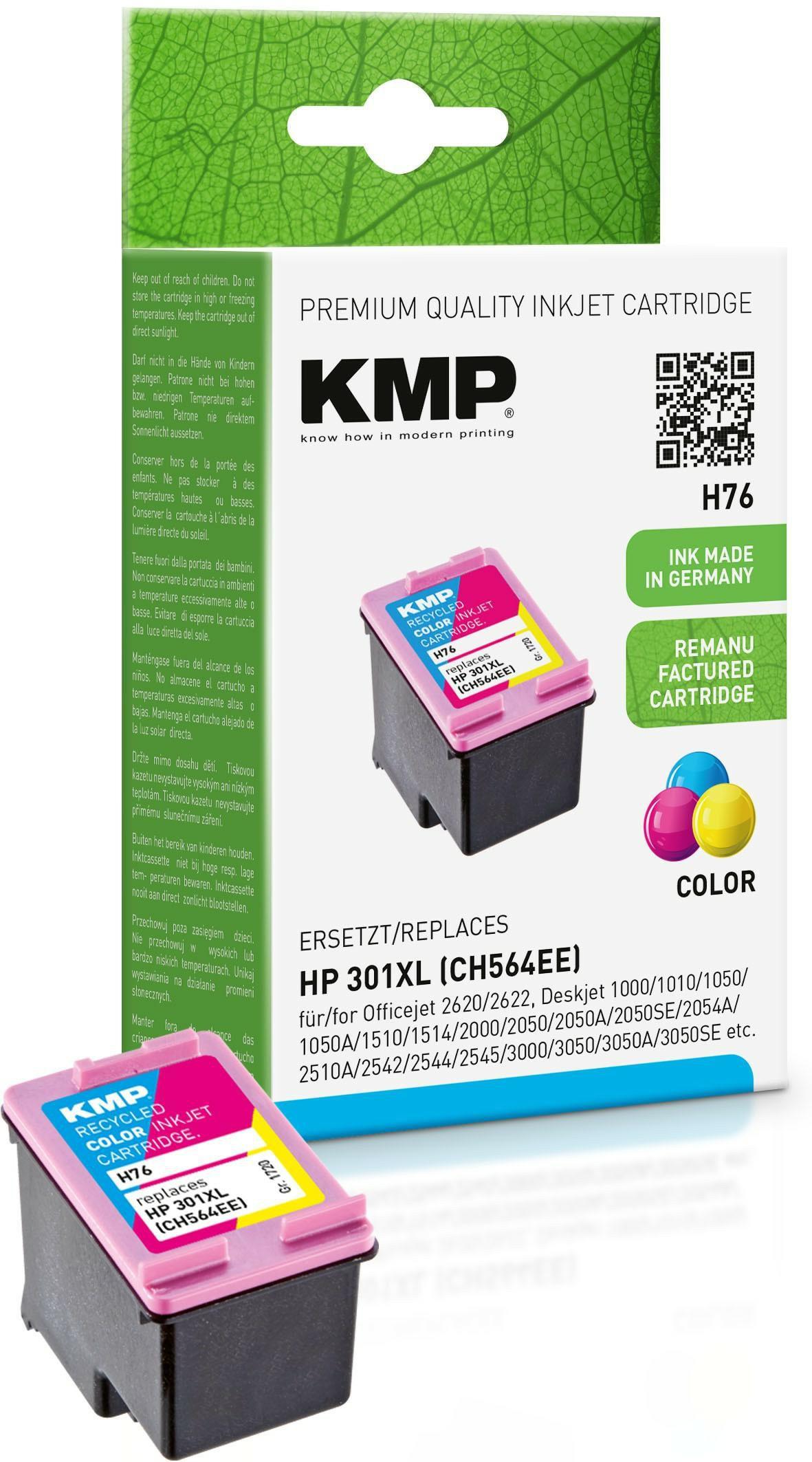 La cartuccia d'inchiostro colorato KMP sostituisce HP 301XL (CH564EE)