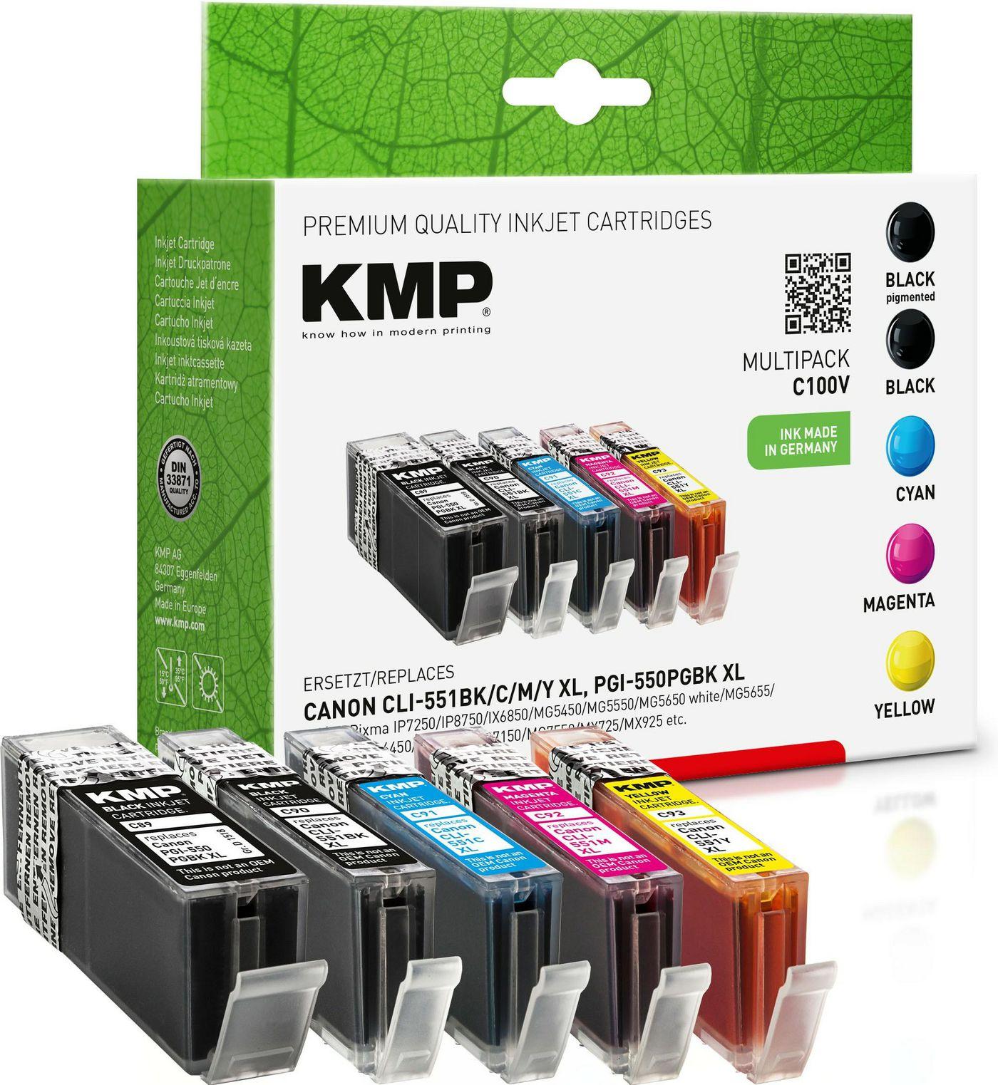 Il multipack di cartucce d'inchiostro KMP sostituisce Canon CLI-551BK/C/M/Y XL PGI-550PGBK XL