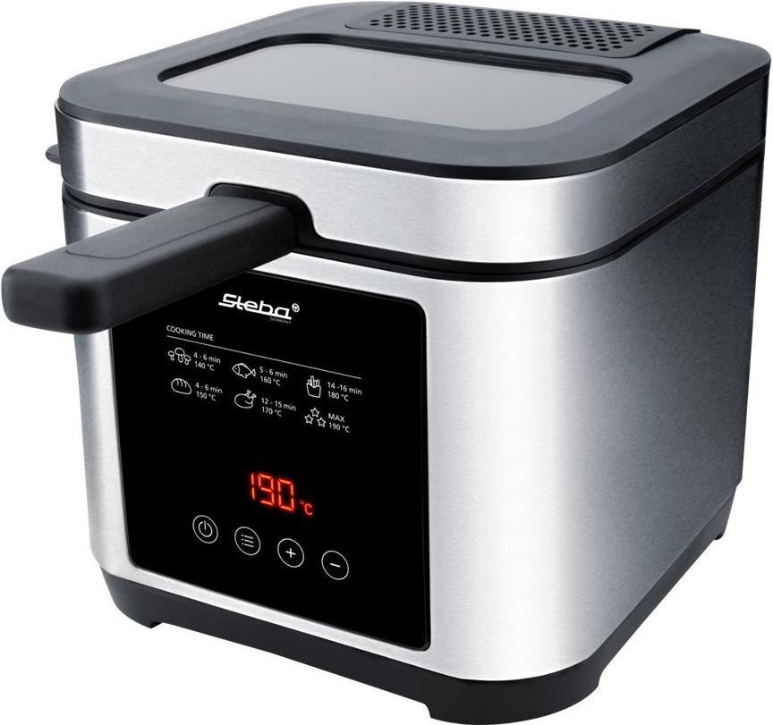 Friggitrice Steba Germany DF 150 1200 W funzione timer regolatore di temperatura continuo con display acciaio inossidabile nero