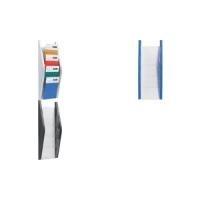 Porta di brochure a muro di elicola, Din A5 High, 4 compartimenti, pannelli laterali in argento realizzati in PP colorato, comp