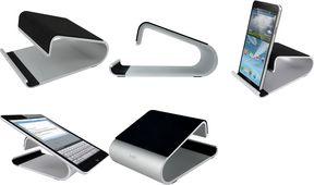 Elit Tablet PC Stand "The Jaw Stand", argento fatto in alluminio, per tablet e smartphone con e senza protezione-1 pezzo (H2381