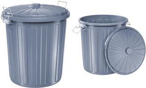 Cestino per rifiuti eliciti con coperchio, grigio, plastica opaca e opaca da 73 litri, 2 staffe di metallo per - 1 pezzo (H2405