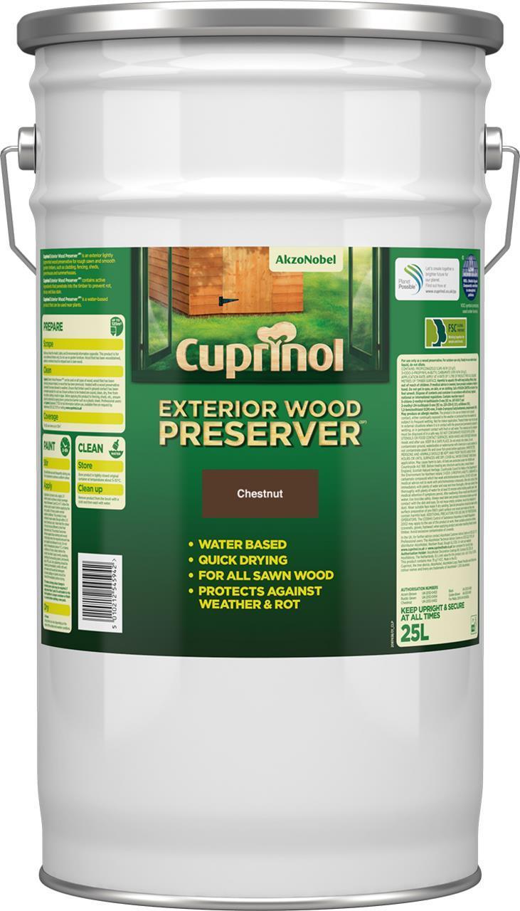 Preserver di legno esterno di cuprinolo (BP) Preserver di legno esterno (BP) - Acqua -basata sull'acqua - 25 L - castagne - 6 m
