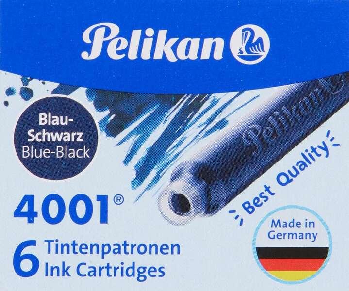 Pelikan 301184 cartucce d'inchiostro 4001 TP/6, confezione da 6, blu/nero