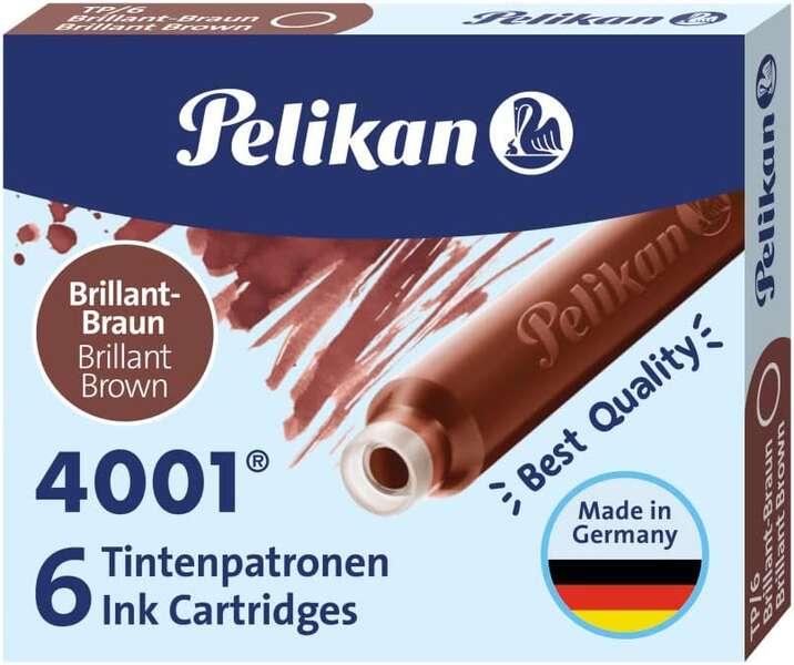 Pelikan 311928 cartuccia d'inchiostro 4001, marrone, 6 cartucce nel