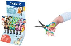 Pelikan Griffix School Scissors, appuntiti, display con banco con manico morbido per taglio comodo, con tag Nome - 1 pezzo (605