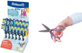 Pelikan Griffix School Scissors, rotondo, contropiede con manico morbido per taglio comodo, con tag Name - 1 pezzo (605397)