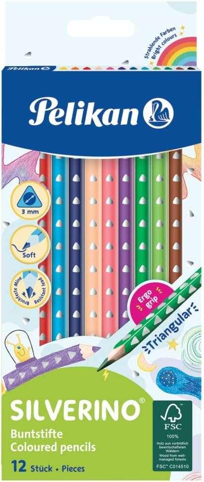 Pelikan Scatola da 12 Matite Colorate Triangolari Fini - Mina Antirottura - FSC