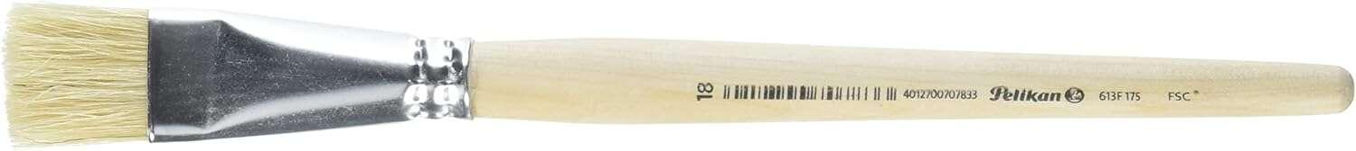 Pennello Pelikan Serie 613F N18 - Pelo Naturale - per Colori Pastosi - Olio Acrilico e Tempera - Manico in Legno