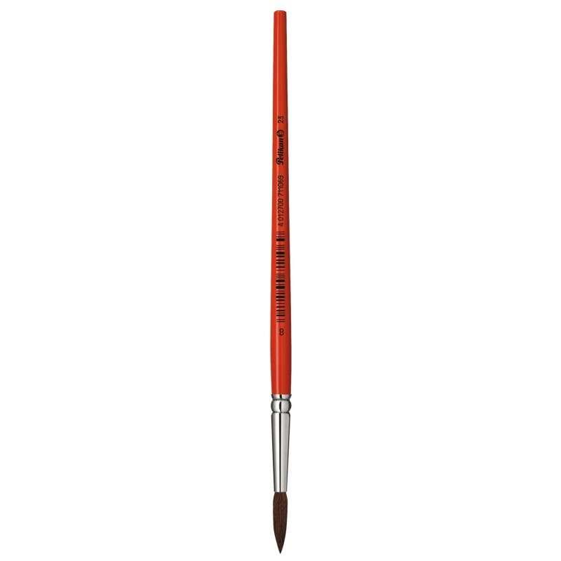 Pennello Pelikan Serie 23 N2 - Punta Tonda in Pelo di Cavallino Naturale - Manico in Legno Verniciato - Ghiera in Alluminio Ant