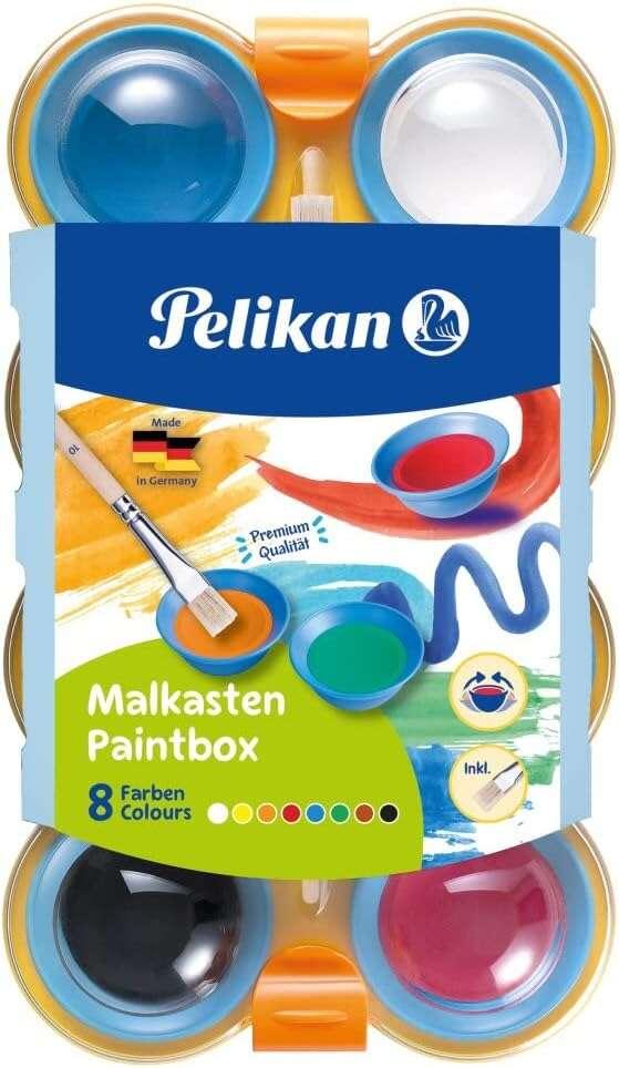 Acquerelli Pelikan per bambini - Pozzetti separabili - Pennello Jumbo incluso - Facile da diluire - Resistente alla luce - Scat