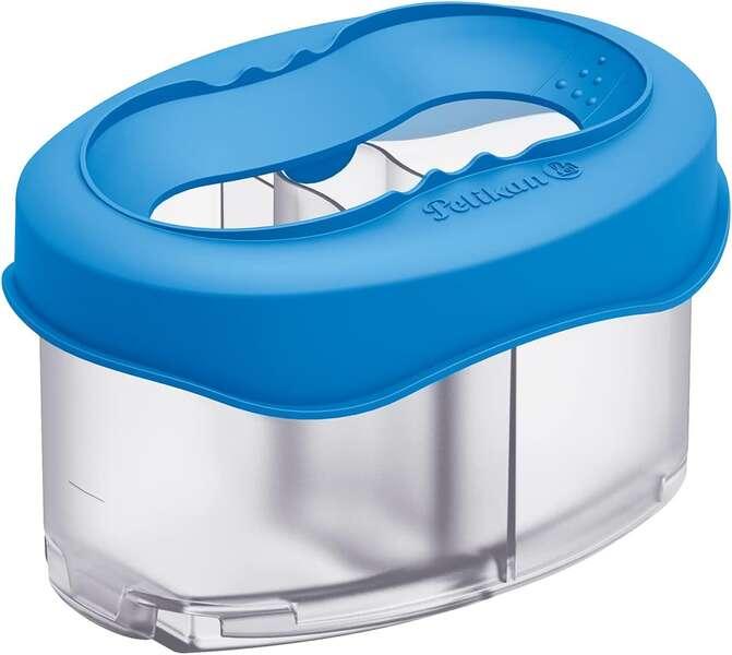 Contenitore Acqua Pelikan Blue - Coperchio Removibile - Antigoccia - 3 Scomparti - Porta Pennello