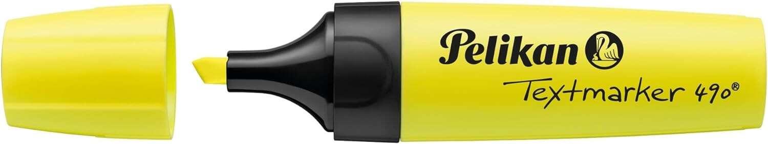 Evidenziatore Pelikan Textmarker 490 - A base d'acqua - 3 larghezze di linea - Colore giallo fluorescente