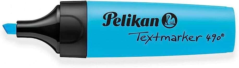 Evidenziatore Pelikan Textmarker 490 - A base d'acqua - 3 ampiezze di tratto - Colore blu fluorescente