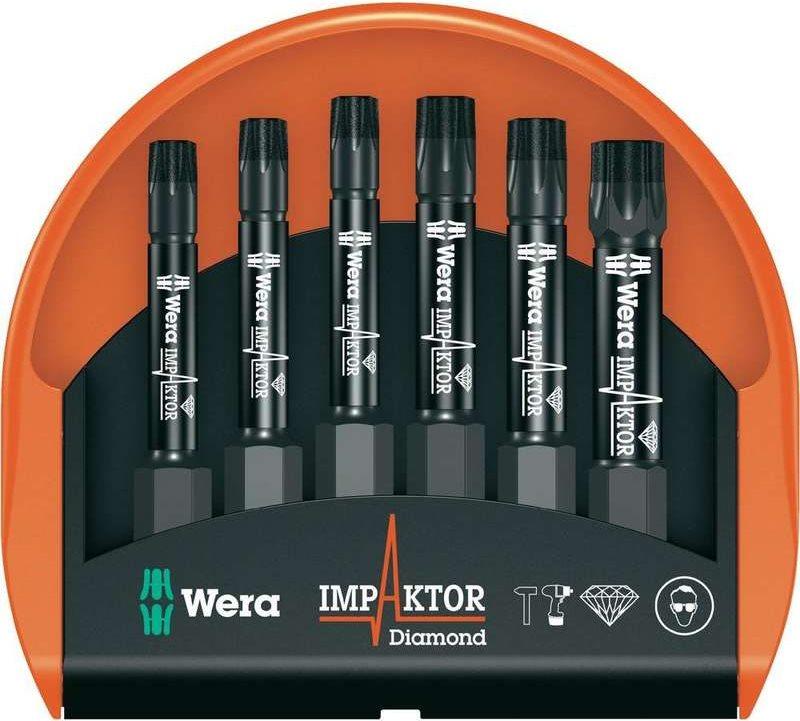 Bit Wera -Ceck 6 TX Impactor 1 - Sostituzione del cacciavite - 6 pezzi - Torx - T20, T25, T30, T40 - Lunghezza: 50 mm (05057693