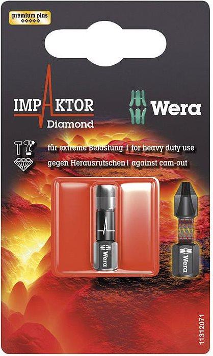 Wera Sixkant-bit 6 mm 840/1 IMP DC Impactor Bits Sis Strumento Acciaio in acciaio, rivestito con diamante D 6,3 1 St. (05073906