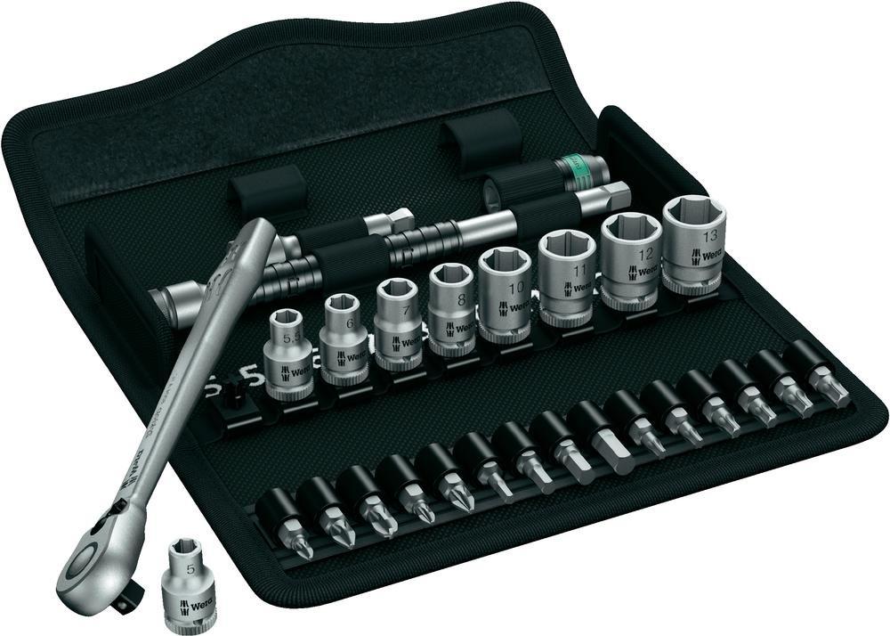 Wera Zyklop 8100 SA 8 - cacciavite con funzione a cricchetto e set di punte e chiavi a bussola - 28 pezzi (05004018001)