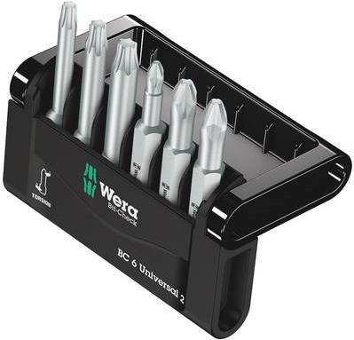 Wera Bit-set in 6 parti bit-check 6 V Universal 1 05056478001 Vierkant interno (Robertson) Zona di torsione (05056478001)