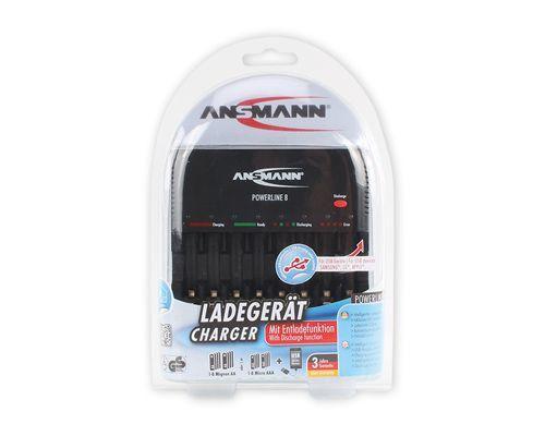 Caricabatterie ANSMANN Powerline 8 1-8x AA/AAA/uscita USB/display LCD