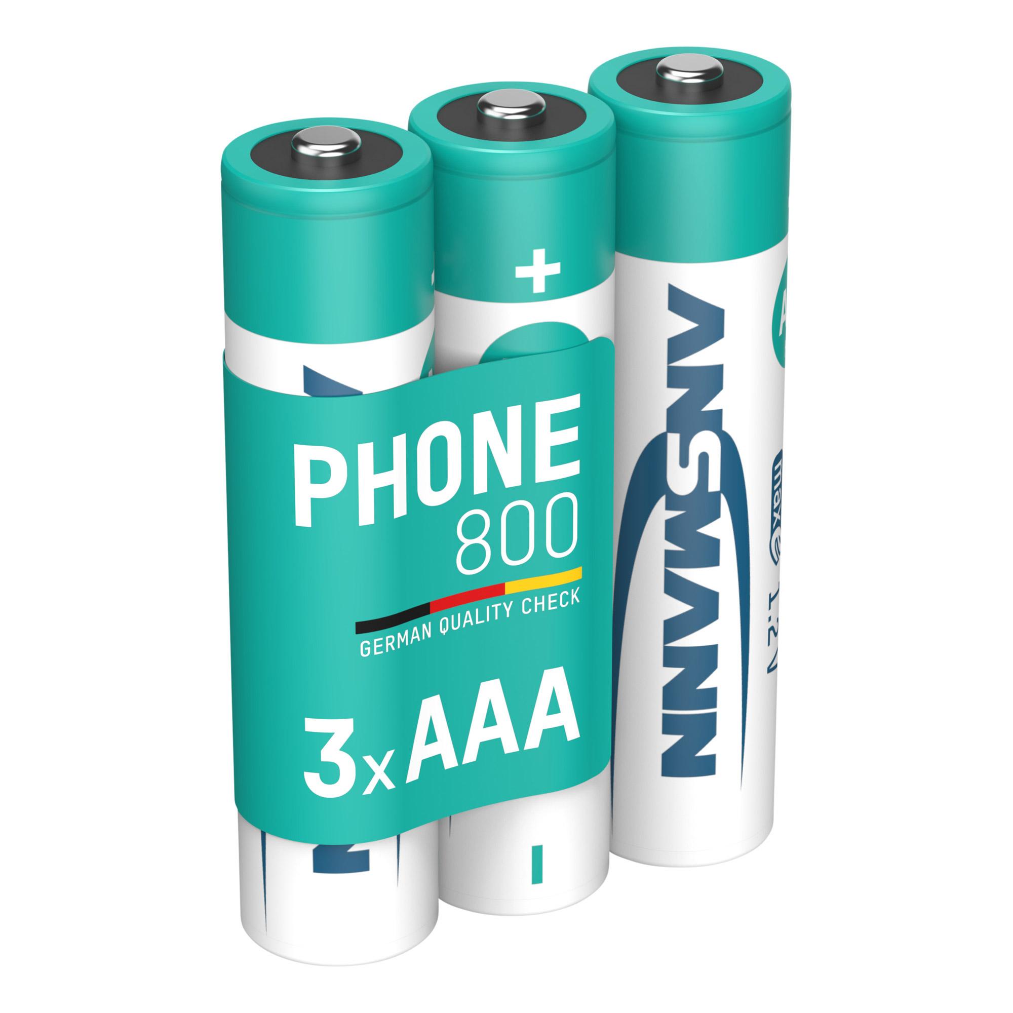 Batteria AAA ANSMANN DECT 800mAh 3x Micro NiMH per telefoni con filo