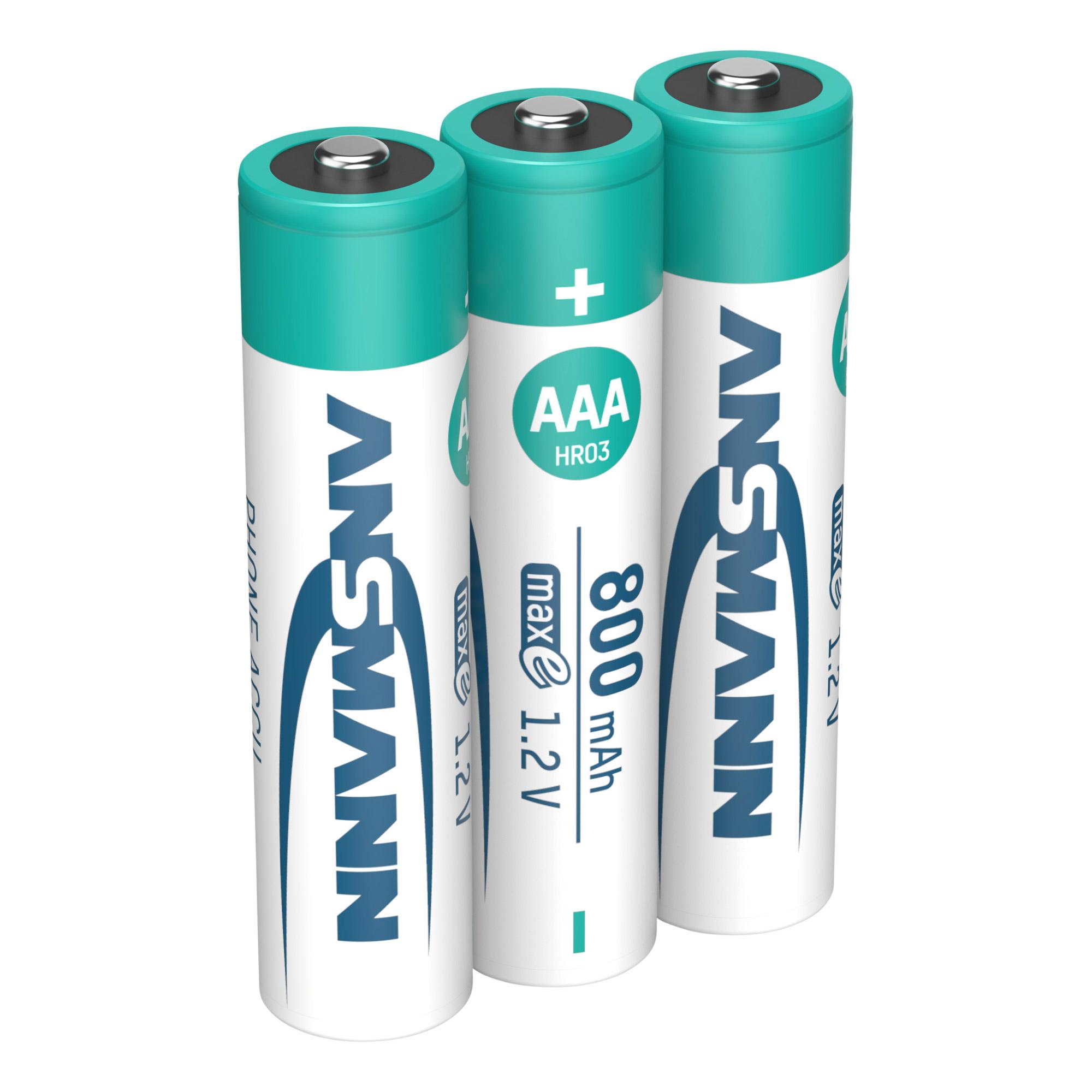 Batteria AAA ANSMANN DECT 800mAh 3x Micro NiMH per telefoni con filo