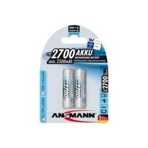 Batteria AA ANSMANN NiMH 2.700mAh 2 Mignon, min.2500mAh, HR6, 1,2V, maxE