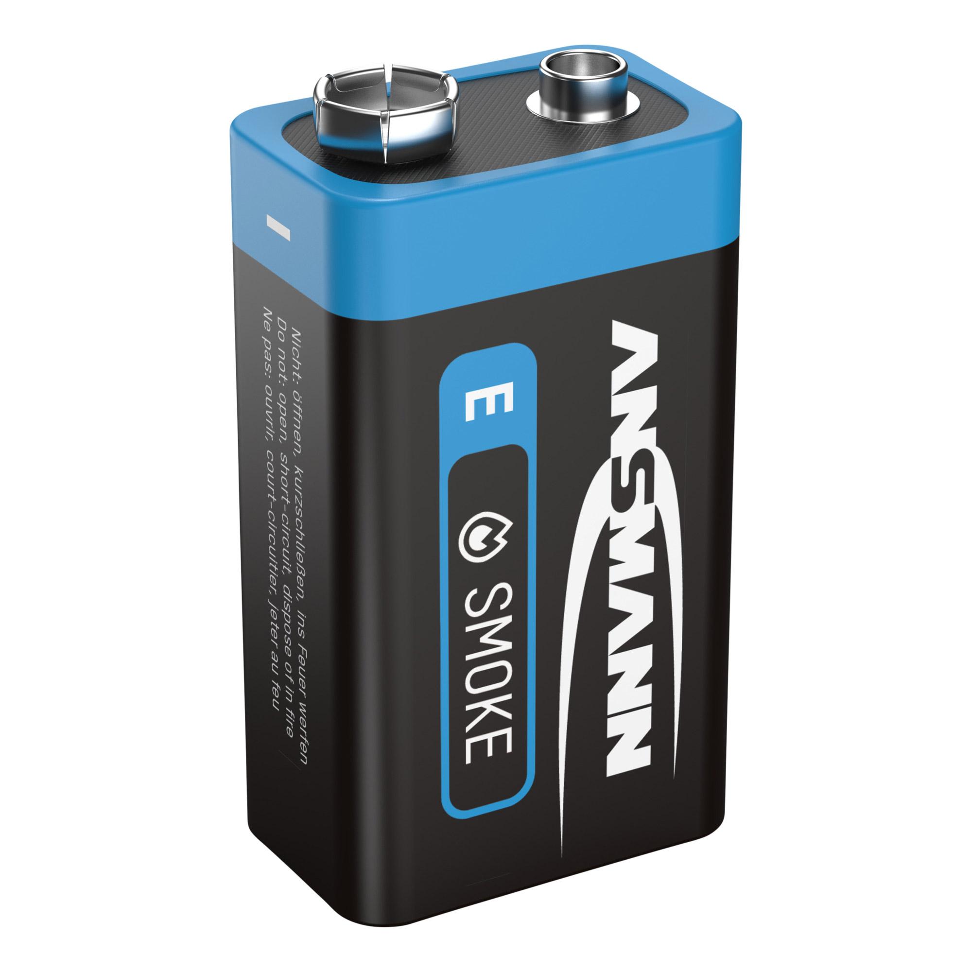 Batteria 9V ANSMANN per rilevatore di fumo 1x blocco 9V / batteria 10 anni
